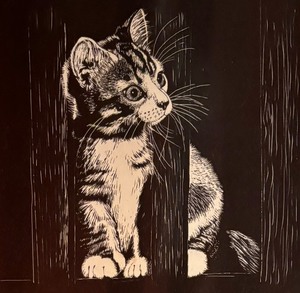 lot 85 image: Three Vintage Black and White Dixie Lehmann Cat Prints