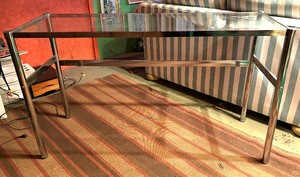lot 101 image: Vintage Chrome Based Milo Baughman Style Table with Glass Top
