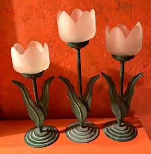 lot 116 image: Trio of Tulip Candle Holders