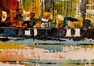 lot 124 image: Vintage City Scape Motif Original Framed Painting