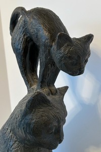 lot 234 image: Neat Plaster Cat Sculpture by S. Djalazov