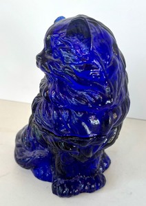 lot 282 image: Vintage Cobalt Blue Glass Cat Container