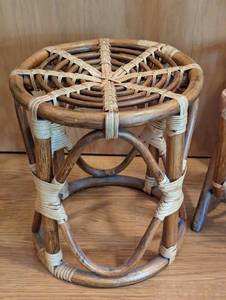 lot 12 image: Vintage Rattan Plant Stand and Magazine Holder