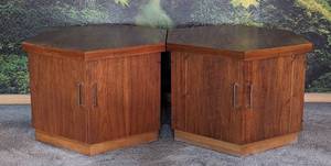 lot 19 image: Pair of Vintage Wood Hexagon Storage Accent Tables