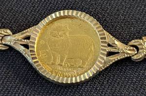 lot 44 image: 110oz Gold Persian Cat Queen Elizabeth Coin Bracelet