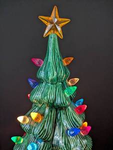 lot 163 image: Vintage Ceramic Christmas Tree with Colored Lights