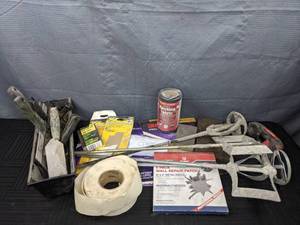 Assorted Wall PatchingRepair Items - Drywall Knives, Mud Pan, Mixers, Repair PatchesPatching Fabric, Taping Knife, SandpaperSanding Sheets