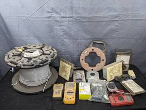 Assorted Household Electrical Items - Gardener Bender Digital Multimeter, Outlets, Light Switches, Spool of Low Voltage Computer Cable, and more