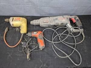 Vintage Black and Decker Drill, Black and Decker Pivot Driver and Bosch Hammer Drill