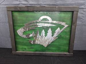 Handmade Rustic Minnesota Wild NHL Hockey Metal Wood Sign