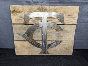 Rustic Handmade Minnesota Twins MLB Baseball Metal and Wood Sign
