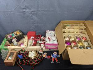 Assorted Vintage Christmas Tree Ornaments - Balls, Garland, and more