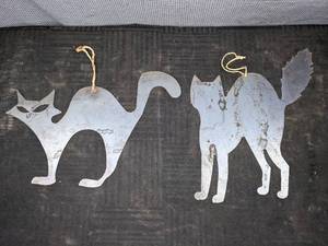 Set of Two Adorable Cats Metal Art