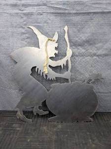 Metal Witch with Cauldron Art