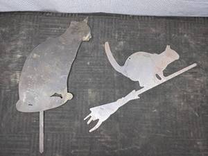 Metal Cat and Cat on a Broom Art