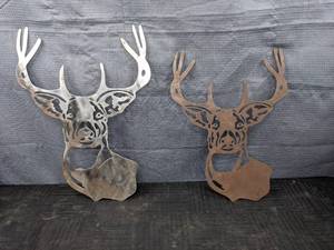 Set of 2 Metal Cut Out Whitetail Deer (Shoulder Mount)