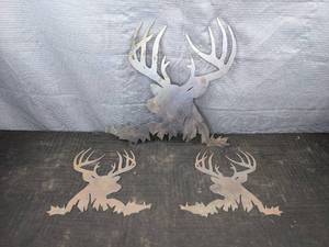 Gorgeous Set of 3 Metal Cut Out Whitetail Deer Wall Hangings