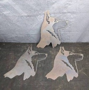 Set of 3 Metal Wall Art Pieces Dog Head Silhouettes
