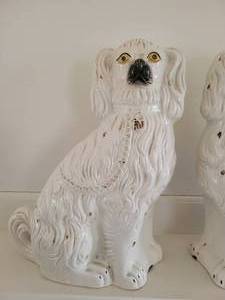 lot 4 image: Genuine antique Large English Staffordshire dogs.