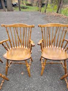 lot 3 image: S. Bent & Bros Inc Gardner Mass 1867. Set of 6 Windsor Style Dining Chairs.