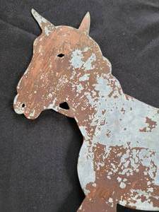 lot 7 image: Stunning Antique sheet iron Horse Weathervane with original paint.