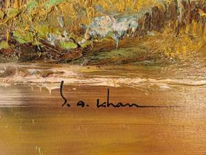 lot 35 image: Fall Landscape Oil Painting on Canvas by S.A. Khan