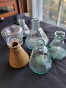 lot 58 image: A group of Antique Umbrella Type Inkwells and others.