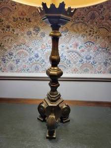 lot 83 image: Antique Bronze Candlestick Table Lamp .