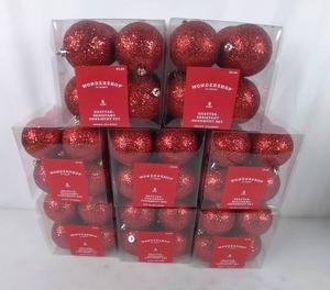 (8) NEW Wondershop Shatter Resistant Pack of 8 Ornament Set - Sparkly Red