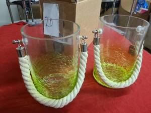 lot 159 image: JJ 2 green tinted glass containers