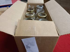 lot 172 image: JJ box of canning jars in various styles