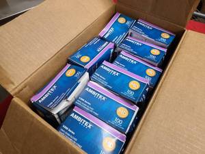 lot 200 image: LL Box of Powder free nitrile exam gloves