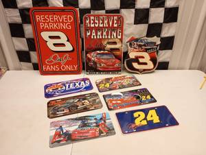 lot 120 image: Assorted Nascar License Plates And Signs