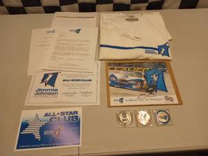 lot 537A image: (2) Jimmie Johnson All Star Club Autographs & Coins