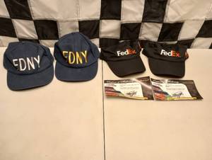 lot 555 image: (4) Hats Fire Department New York & FedEx COA