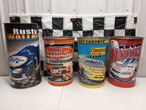 lot 666 image: Nascar Metal Trash Cans