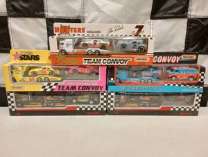 lot 705 image: Nascar Matchbox Team Convoy  Transporter With 164th Scale Die Cast Cars