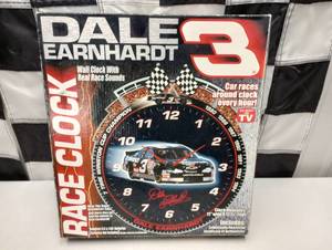 lot 756 image: Dale Earnhardt #3 Wall Race Clock With Race Sounds