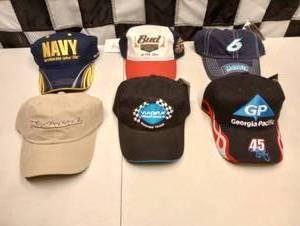 lot 963 image: (6) Assorted Nascar Adjustable HatsCaps