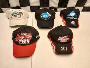 lot 971 image: (5) Assorted Nascar Adjustable HatsCaps