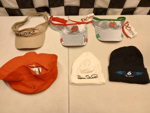 lot 972 image: (5) Assorted Nascar Adjustable Visors and Winter Caps