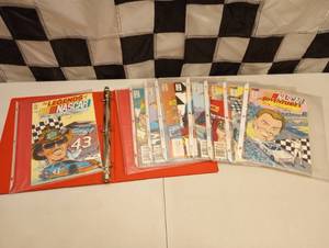 lot 1090 image: Complete Set Nascar Adventures Comic Books & (1) Nascar Ledged Richard Petty