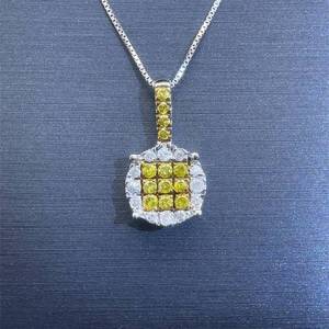 Fancy Yellow & White Diamond Round Drop Pendant in Yellow Gold $1,800 Retail VIDEO