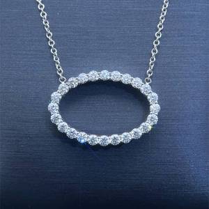 1 Carat Diamond Sideways Oval Halo Floating Pendant Necklace in 18k White Gold $5,900 Retail VIDEO