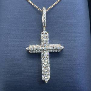 0.50ct Diamond Multi-Row Cross Pendant Necklace in Yellow Gold $2,700 Retail VIDEO