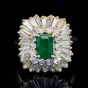 2.75 Carat Natural Emerald & Diamond Double-Decker Halo Waterfall Ballerina Cocktail Ring in 14k Yellow Gold $6,960 Retail VIDEO