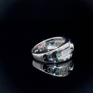 Oval Natural Ruby East-West Bezel & Diamond Round & Baguette Triple Row Estate Ring in Platinum $3,780 Retail VIDEO