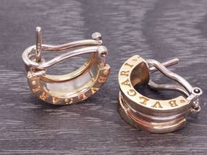 Purported BVLGARI Styled B.zero1 Four-Band Estate Earrings in 14k Yellow Gold
