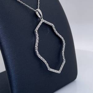 Diamond Open Halo Free Form Elegant Drop Pendant Necklace in White Gold $1,250 Retail