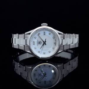 Ladies TAG Heuer Carrera WV1411 - White Mother of Pearl Dial, (13) Diamond Hour Markers, with Box and Manual